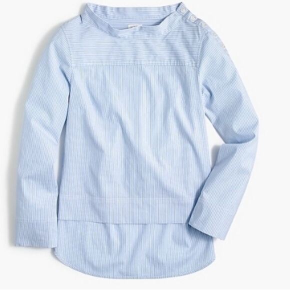 J Crew funnelneck light blue/white striped top   Size 4 - Picture 1 of 8